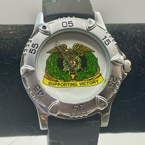 Crest and Motto of the U. S Army Quartermaster Corp Watch. 10 inches long. Black